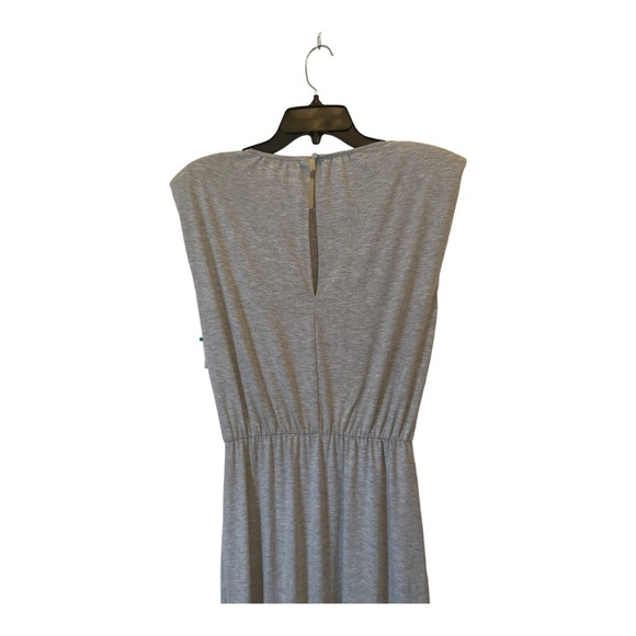 𝅺WAYF Padded Shoulder Midi Dress in light Heather gray - Picture 10 of 14